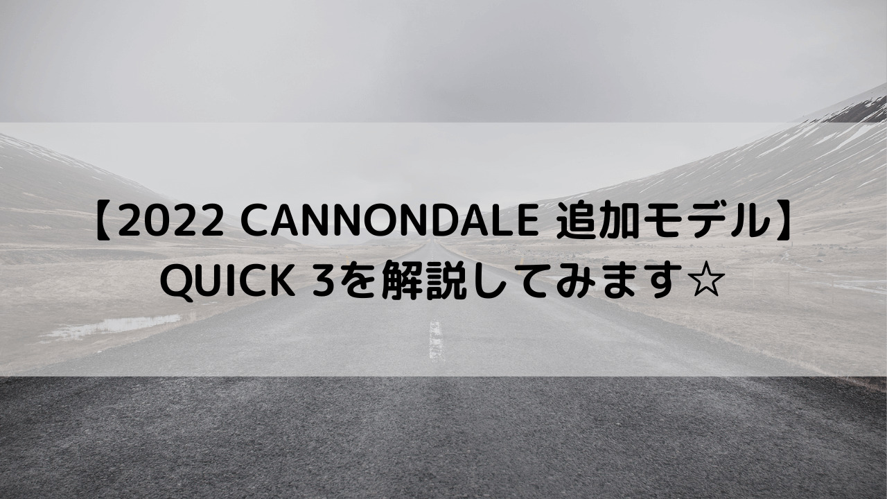 2022 CANNONDALE 追加モデル】QUICK 3を解説してみます☆