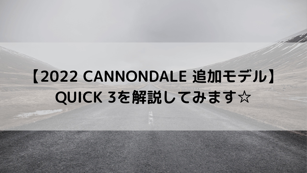 【2022 CANNONDALE 追加モデル】QUICK 3を解説してみます☆