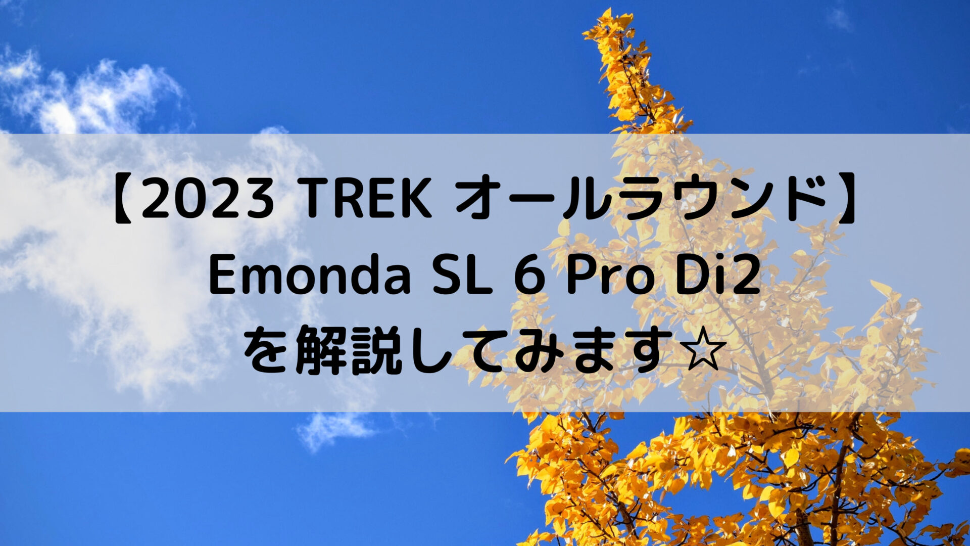 【2023 TREK オールラウンド】Emonda SL 6 Pro Di2を解説してみます☆